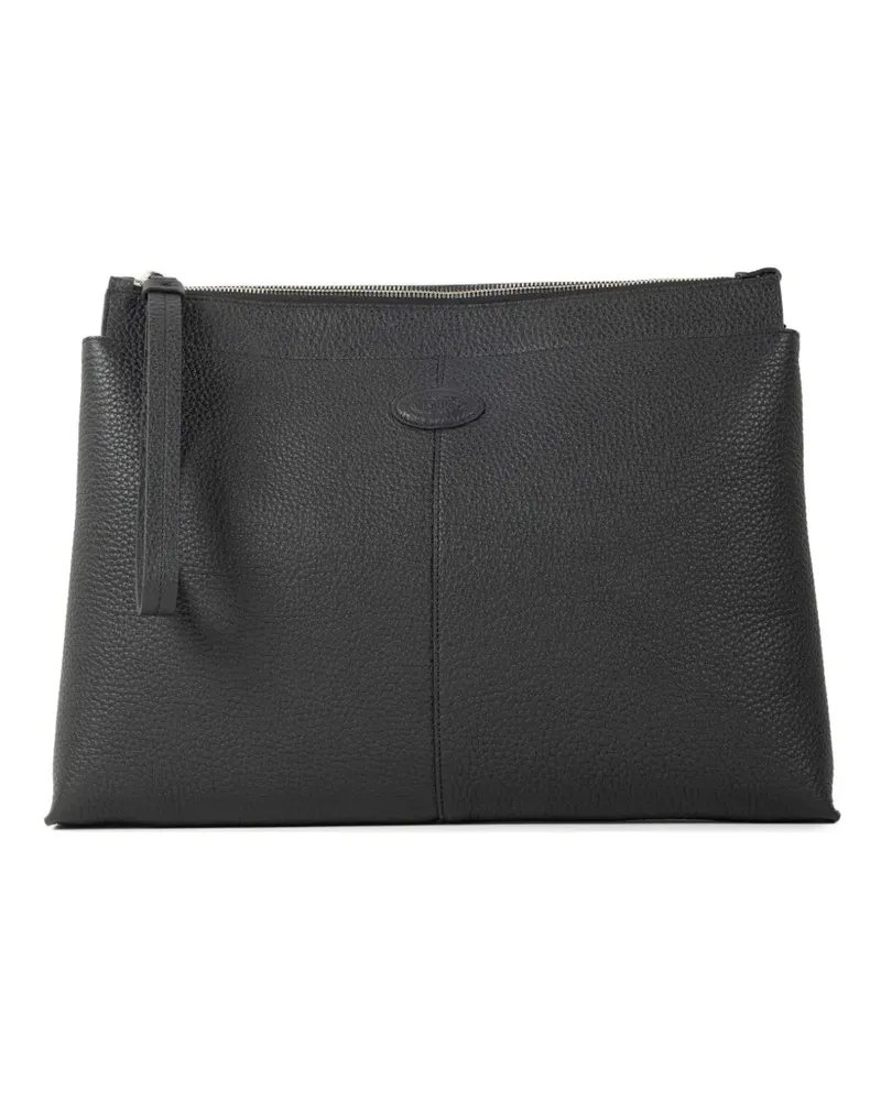 TOD'S Strukturierte Clutch mit Logo-Patch - Schwarz Schwarz