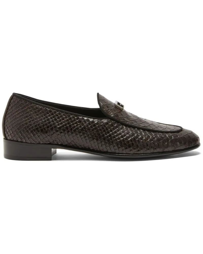 Giuseppe Zanotti GZ Rudolph Loafer mit Schlangen-Optik - Braun Braun