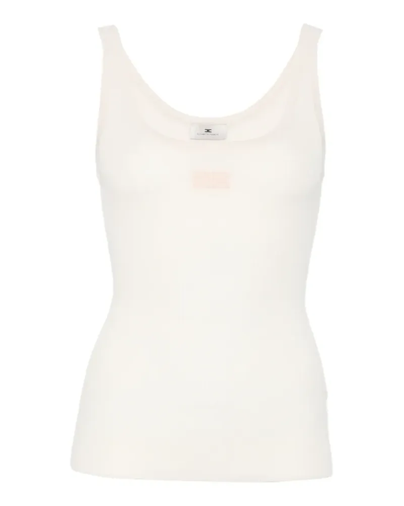 Elisabetta Franchi ribbed-knit logo-patch vest - Nude Nude