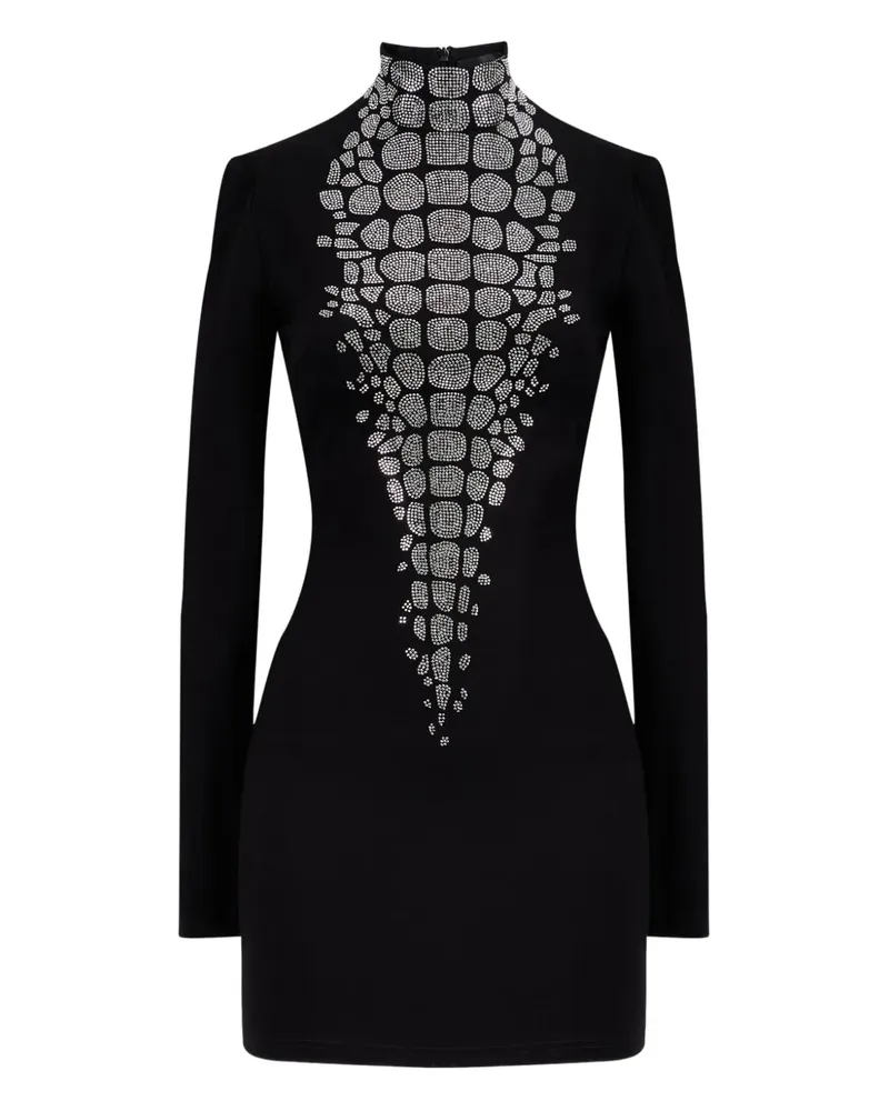 David Koma Minikleid mit Kroko-Effekt - Schwarz Schwarz