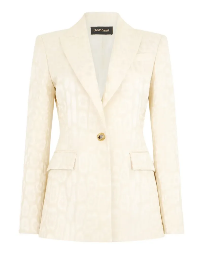 Roberto Cavalli leopard-jacquard single-breasted blazer - Nude Nude