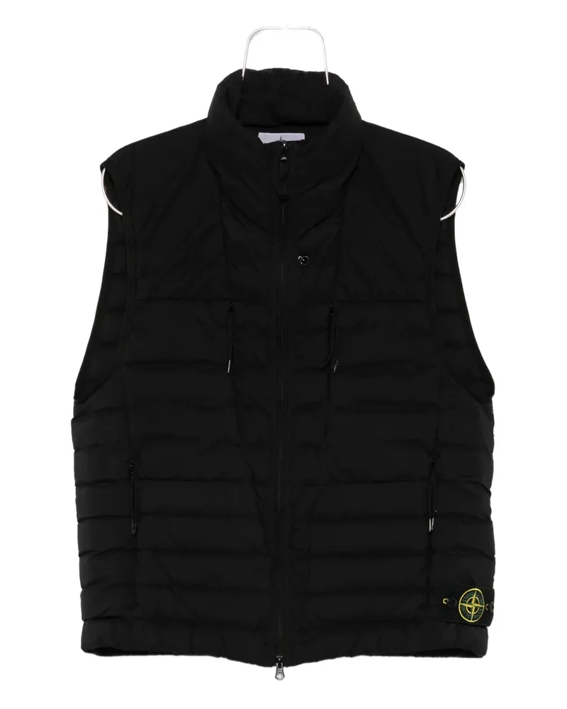 Stone Island Gesteppte Weste mit Stehkragen - Schwarz Schwarz