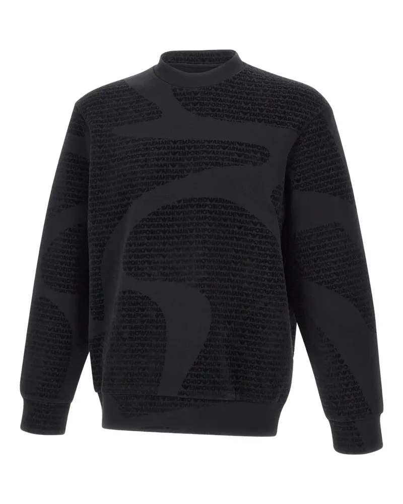 Emporio Armani logo-flocked sweatshirt - Schwarz Schwarz