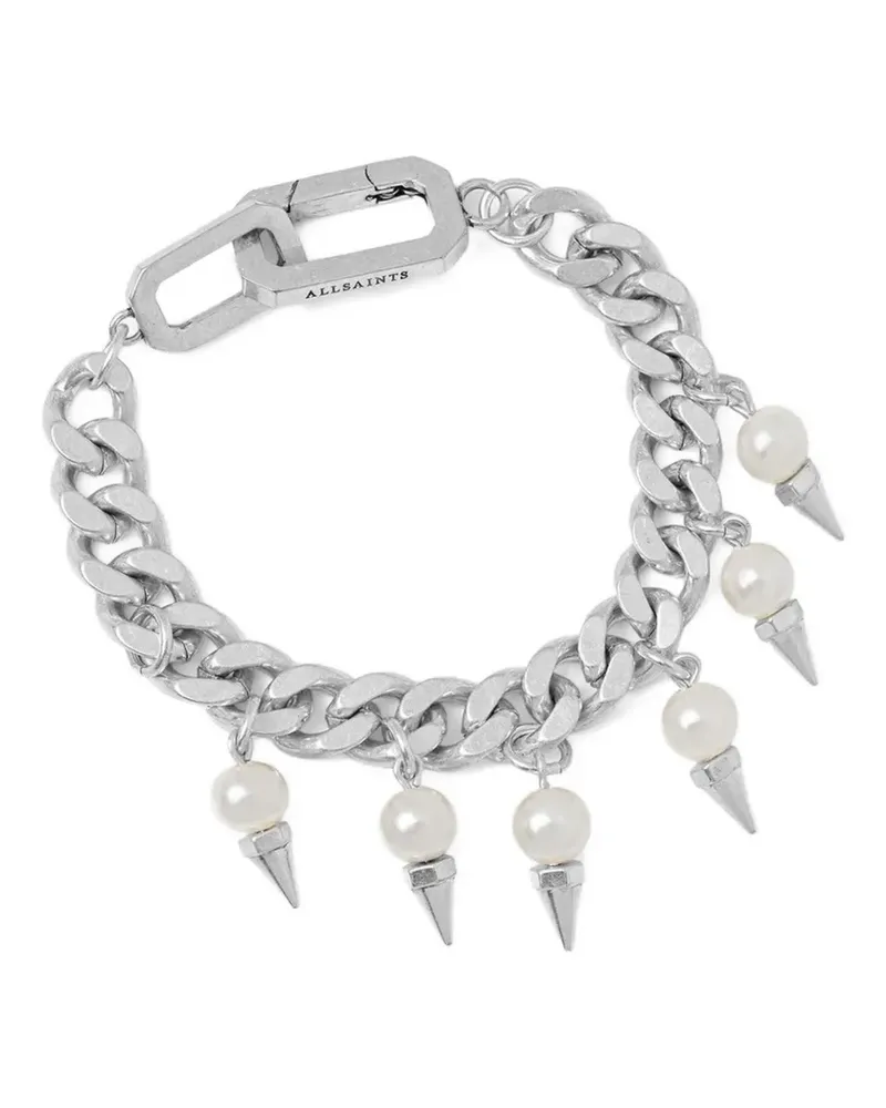 AllSaints pearl spike chain bracelet - Silber Silber