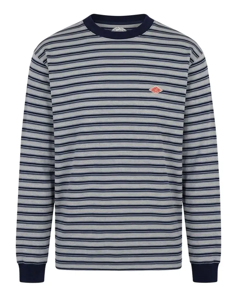 Danton Gestreiftes Langarmshirt - Grau Grau