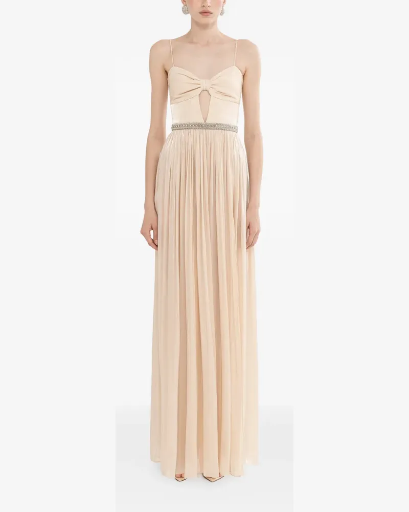 NISSA crystal-detail chiffon maxi dress - Nude Nude