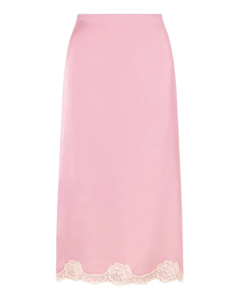 Valentino Garavani lace-trim satin skirt - Rosa Rosa