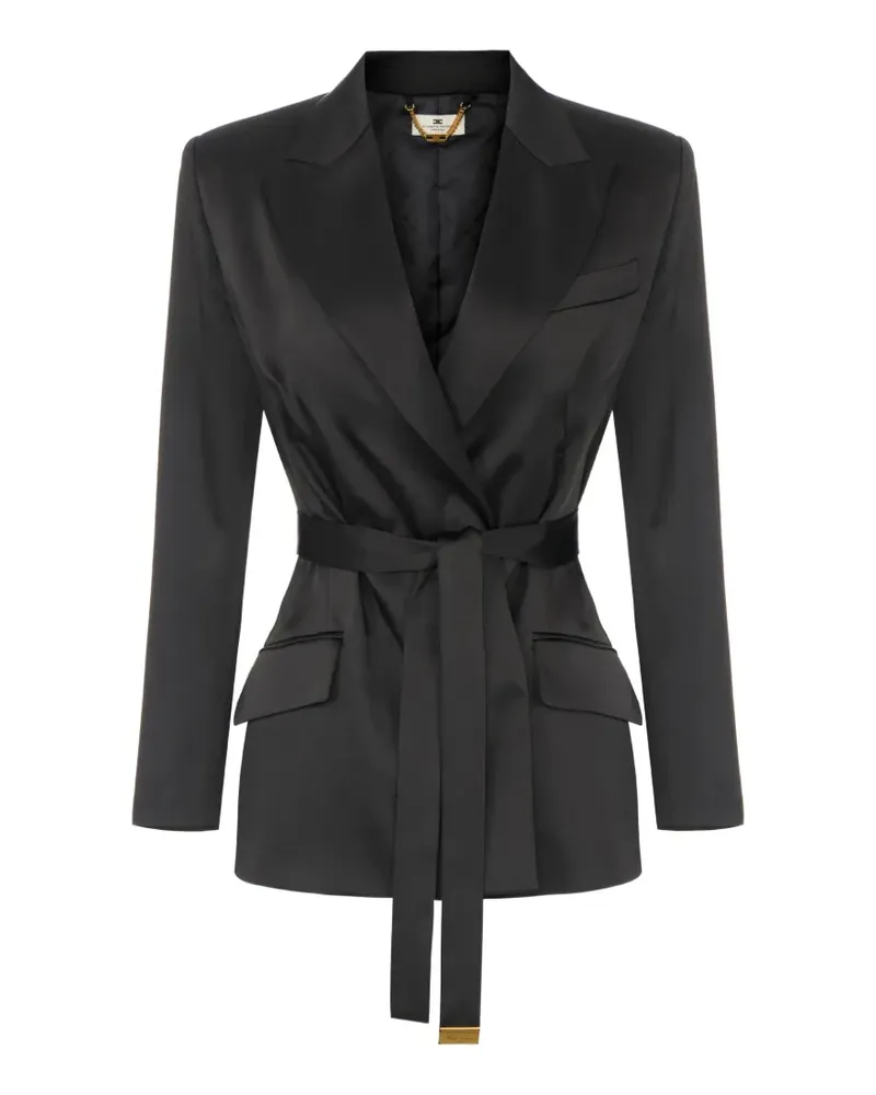 Elisabetta Franchi stretch satin jacket with belt - Schwarz Schwarz