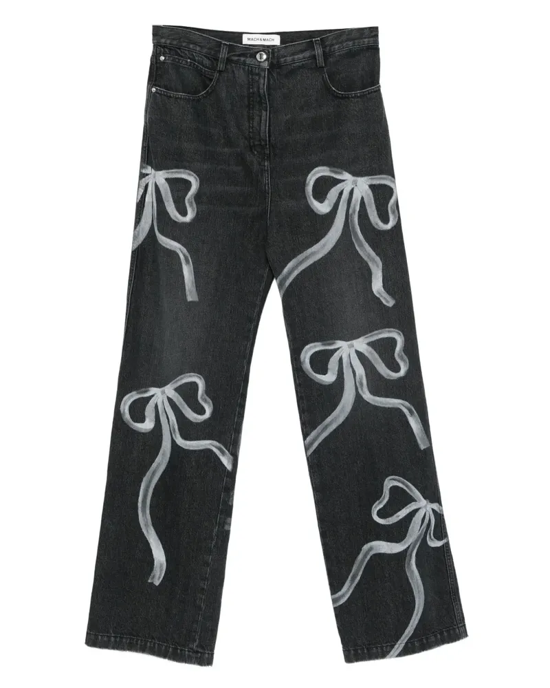 Mach & Mach Jeans mit Schleifen-Print - Schwarz Schwarz