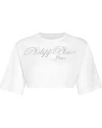 Philipp Plein T-Shirt mit kristallverziertem Logo-Print Weiß