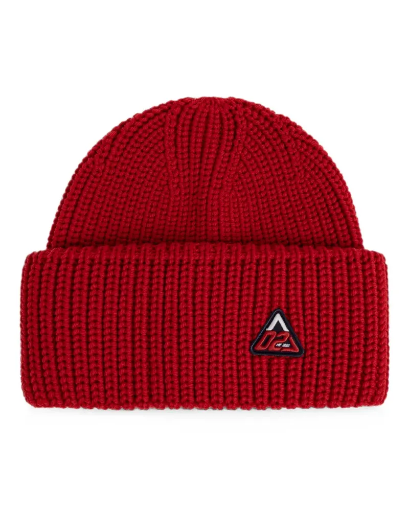 Dsquared2 logo-patch ribbed-knit beanie hat - Rot Rot