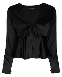 Cynthia Rowley Seidenbluse mit V-Ausschnitt Schwarz