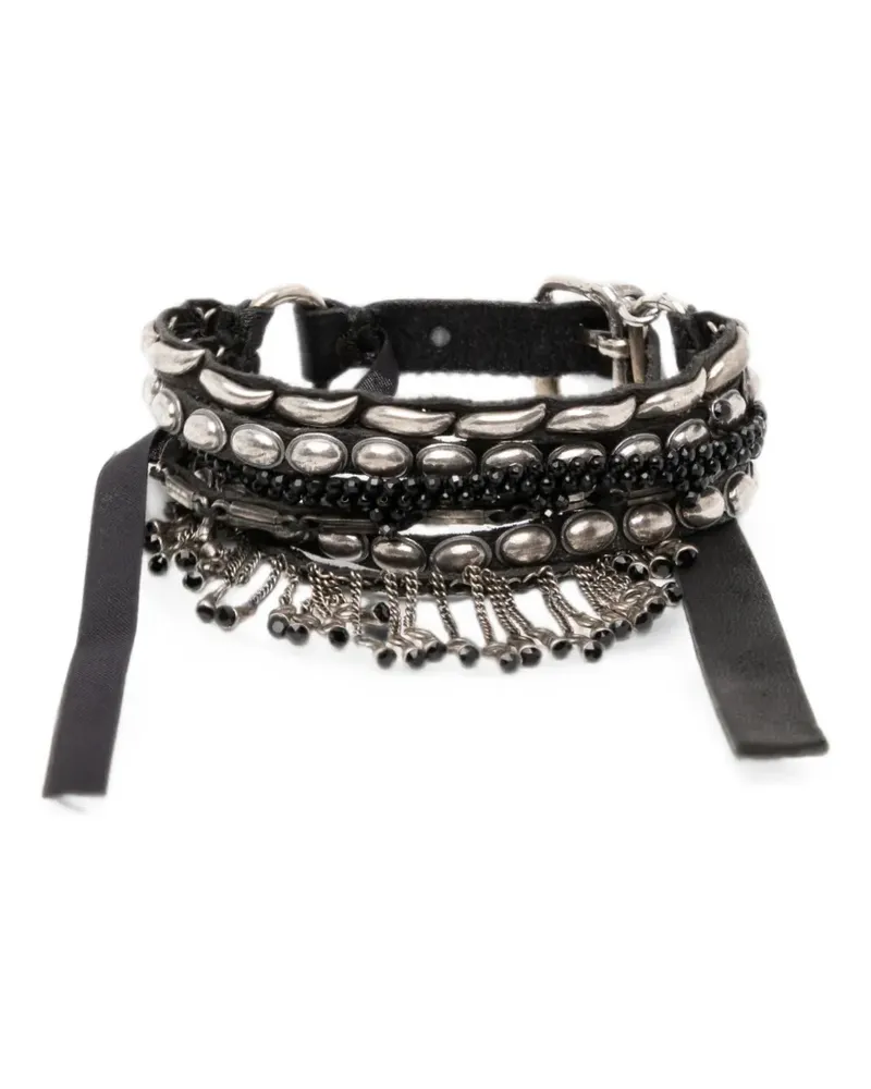 GOTI Perlenarmband mit Fransen - Silber Silber