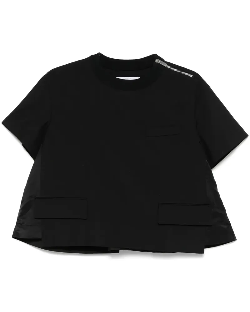 Sacai T-Shirt mit Kellerfalte - Schwarz Schwarz