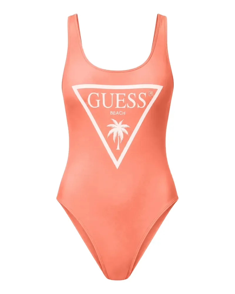 Guess logo-print scoop-neck swimsuit - Orange Orange