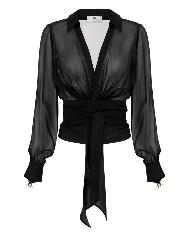 Elisabetta Franchi Bluse mit Schärpe - Schwarz Schwarz