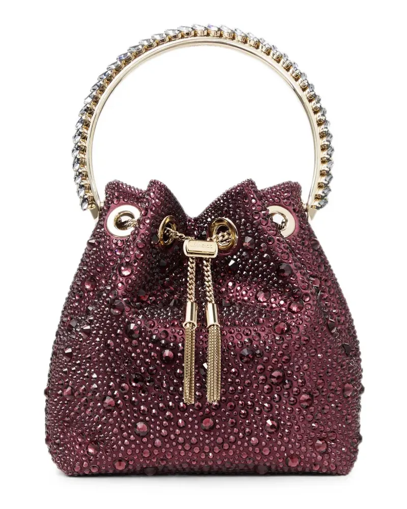 Jimmy Choo Crystal Hotfix Beuteltasche mit Kristallhenkel - Rot Rot