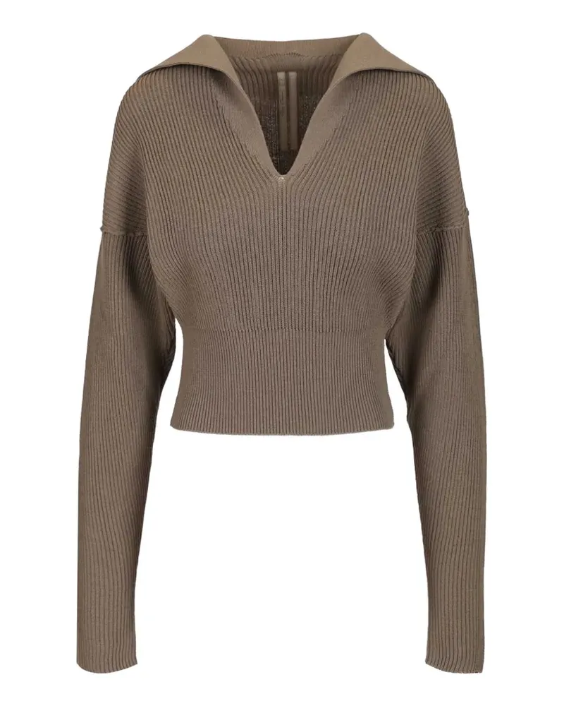 Rick Owens ribbed V-neck cropped sweater - Braun Braun
