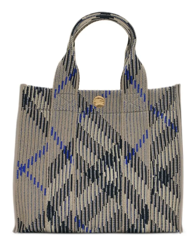 Burberry Gestrickte Tote Bag mit Mini Check - Grau Grau