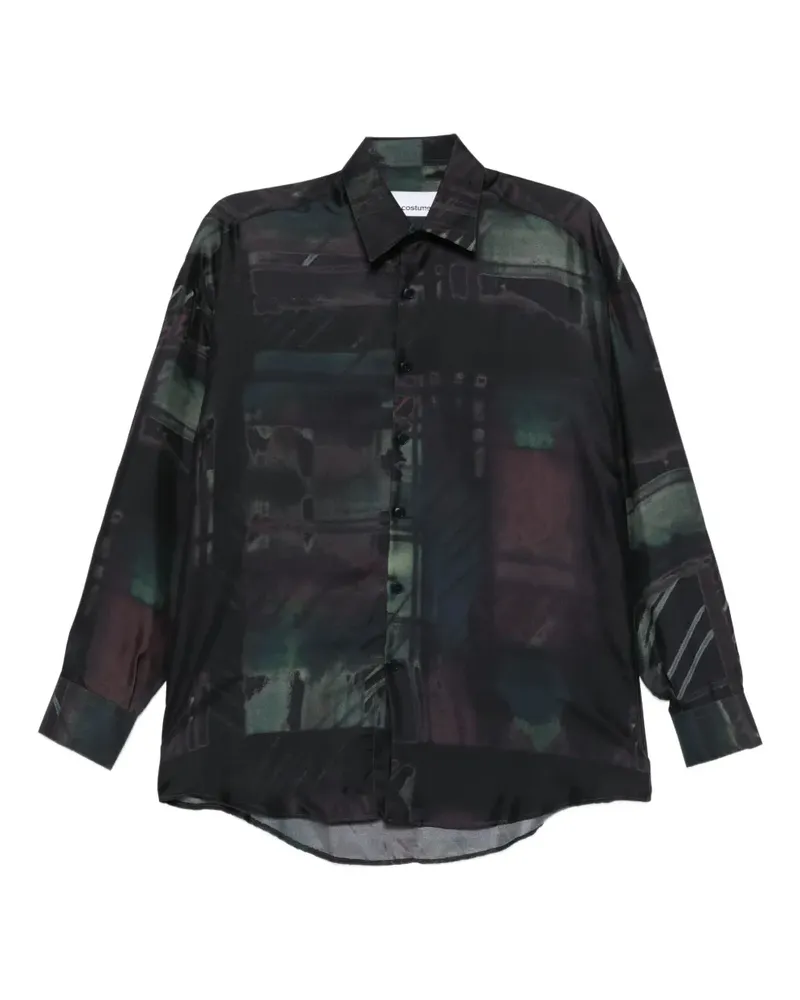 Costumein Hemd mit abstraktem Print - Schwarz Schwarz