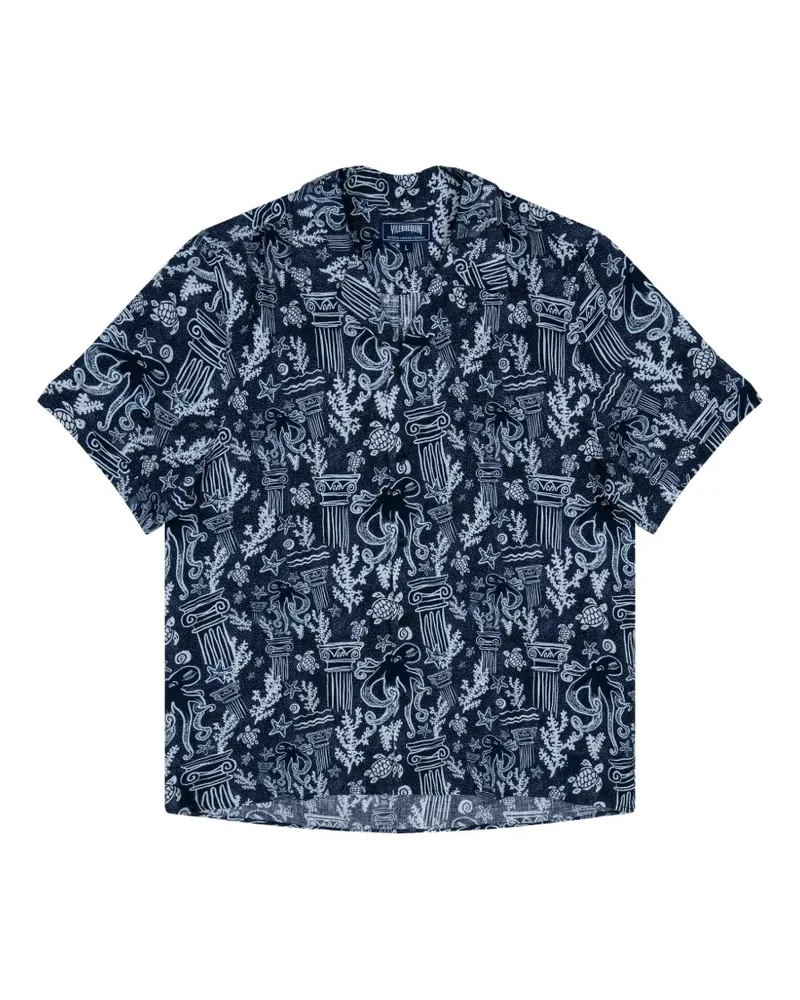 Vilebrequin marine-print linen shirt - Blau Blau