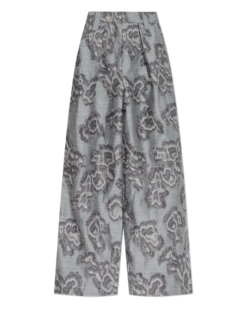 Ganni Ausgefranste Palazzohose mit Blumen - 876 GREY 876