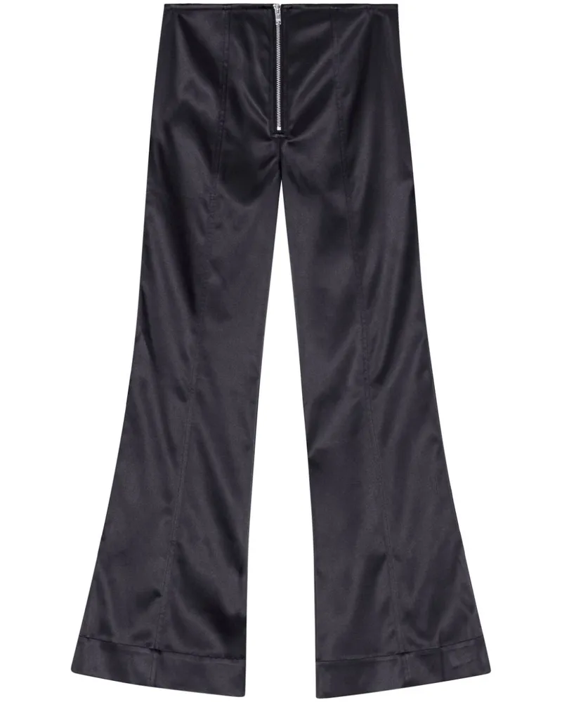 Ganni Ausgestellte Hose mit Satin-Finish - Schwarz Schwarz
