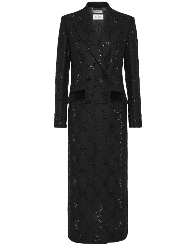 Philipp Plein Doppelreihiger Mantel - Schwarz Schwarz