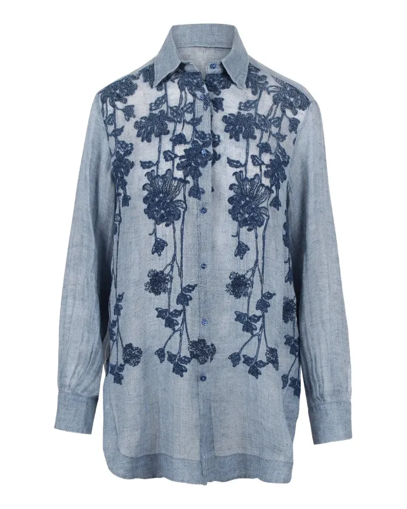Ermanno Scervino floral-embroidered long-sleeve shirt - Blau Blau