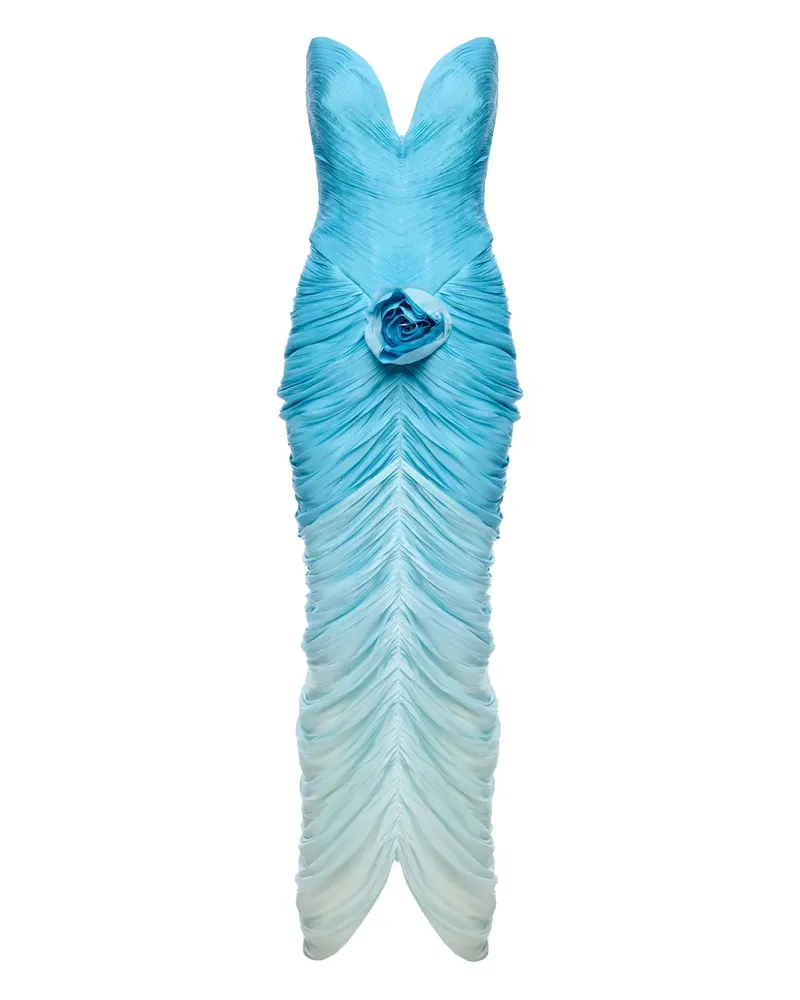 Ana Radu Drapiertes Kleid mit Rosenverzierung - Blau Blau