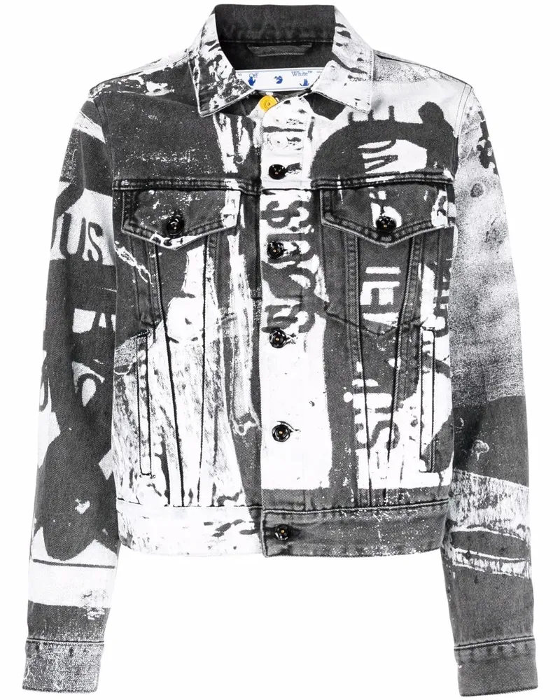 OFF-WHITE x Pablo Tomek Jeansjacke mit Print - Schwarz Schwarz
