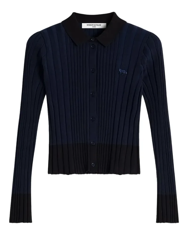 Kitsuné Cardigan mit Logo-Stickerei - P476 INK BLUE P476