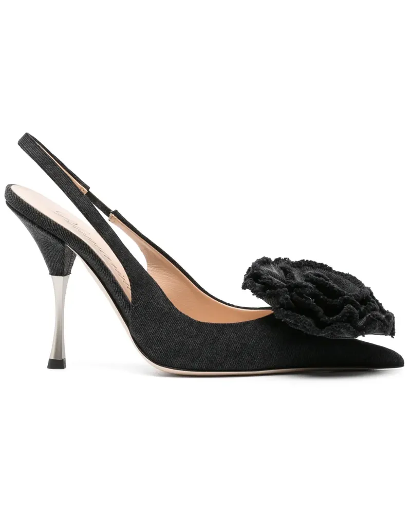 Blumarine Pumps mit Blumenapplikation 105mm - Schwarz Schwarz
