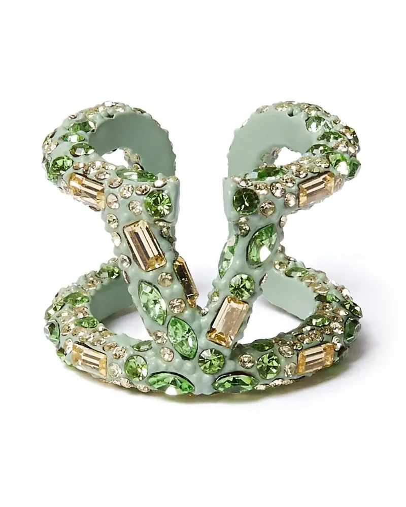 Valentino Garavani VLOGO Ring mit Kristallen - Grün Grün