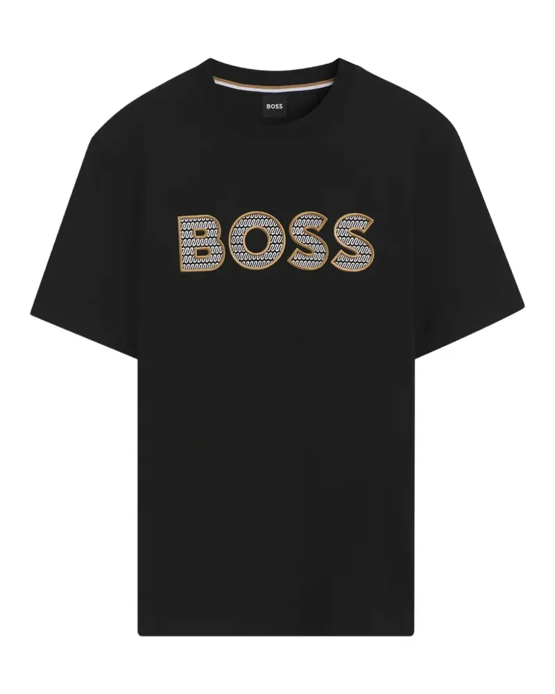 HUGO BOSS T-Shirt mit Logo-Artwork aus Baumwolljersey - Schwarz Schwarz