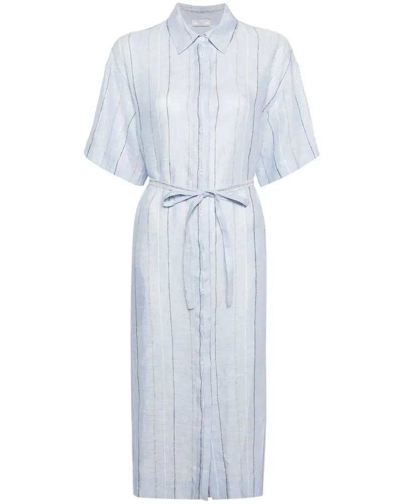 Peserico Leinen-Hemdkleid mit Nadelstreifen - Blau Blau