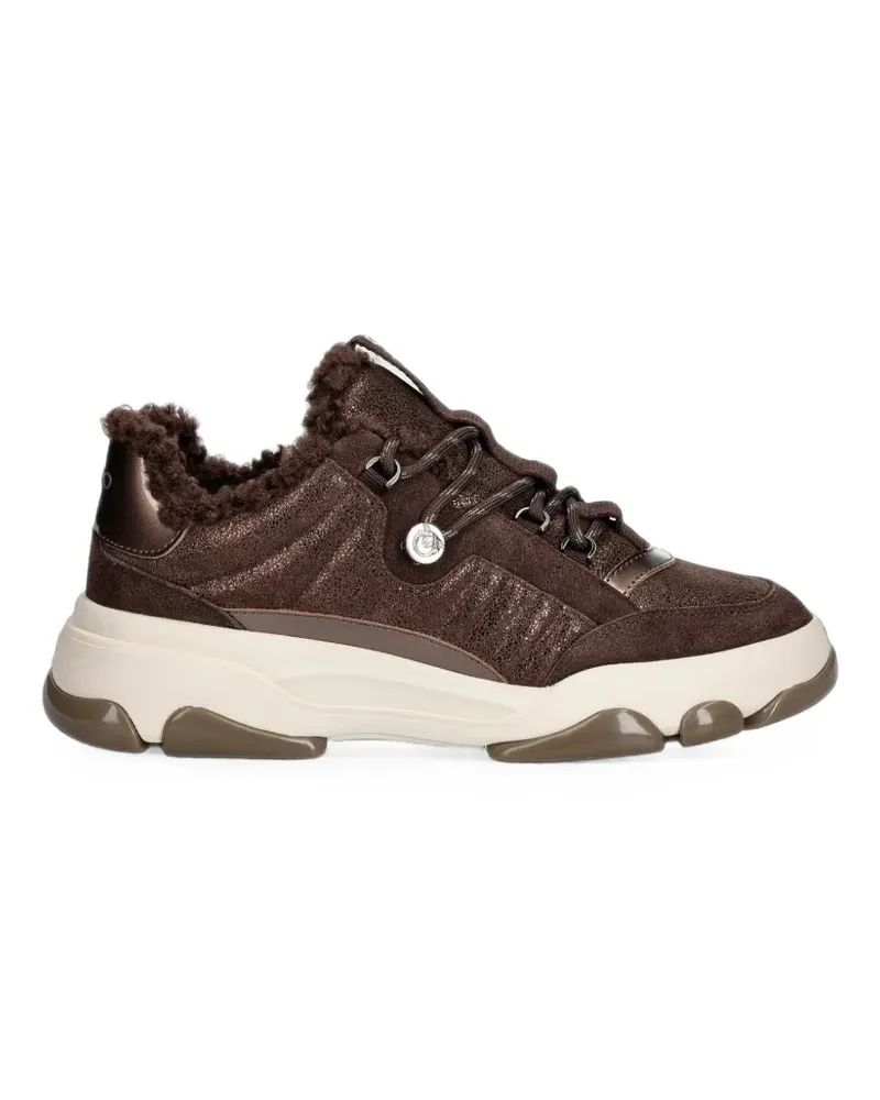 Pinko shearling-trim paneled sneakers - Braun Braun