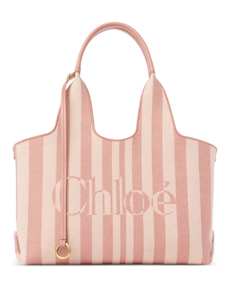 Chloé Stripy logo-print striped tote bag - Rosa Rosa