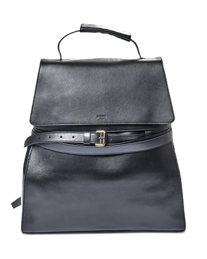 Moschino Tie Me Rucksack mit dekorativem Gürtel - Schwarz Schwarz