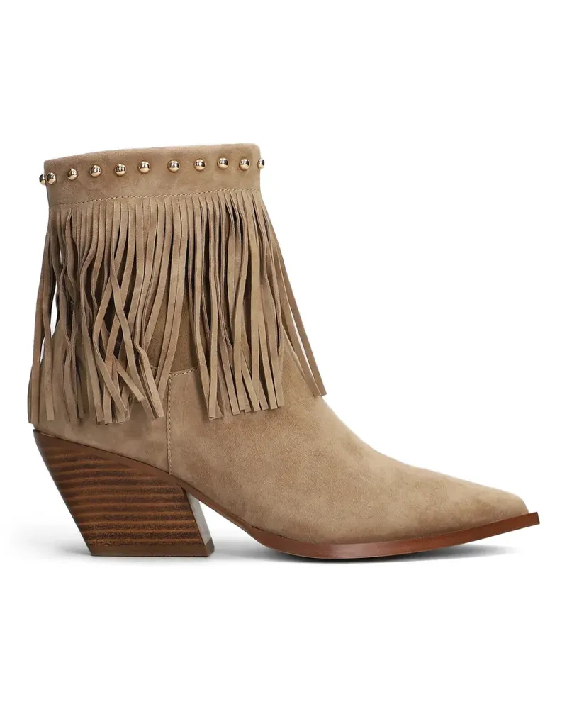 MARC ELLIS fringed studded ankle boots - Nude Nude