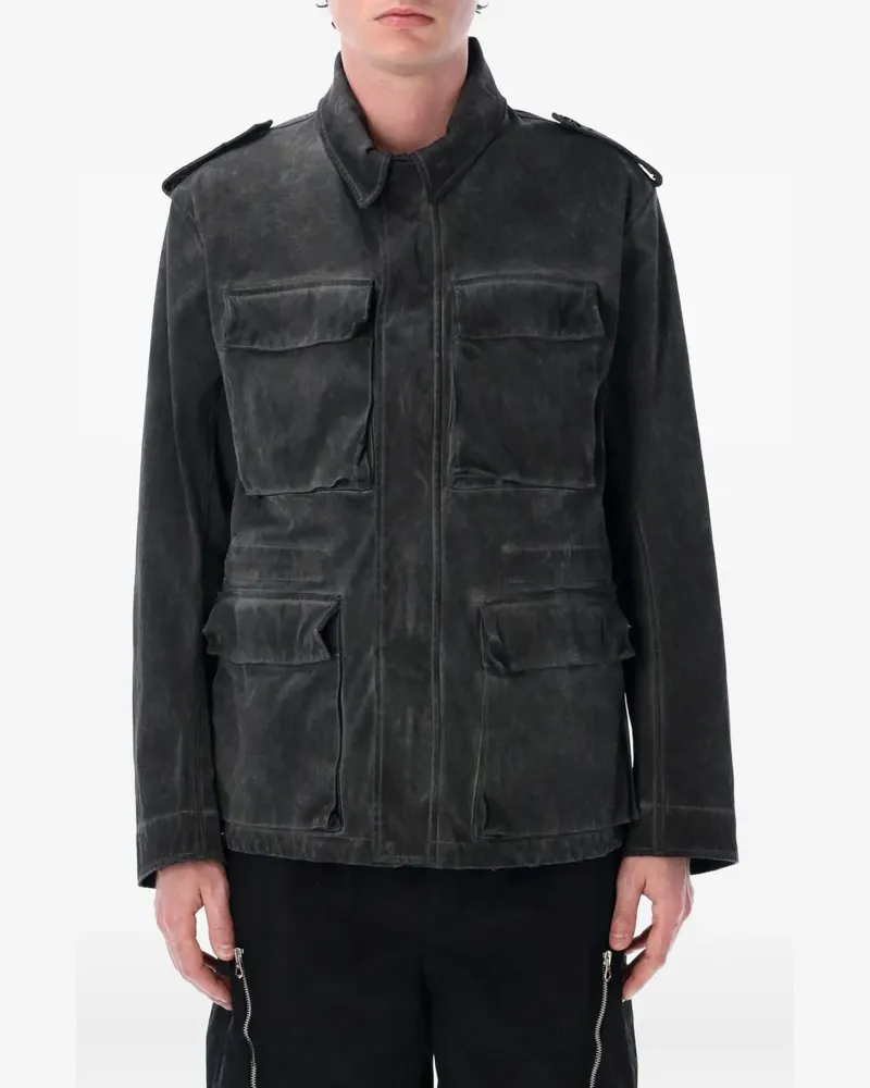 Ten c Ausgeblichene Military-Jacke - Schwarz Schwarz
