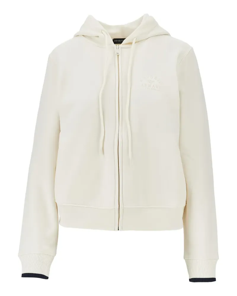 Emporio Armani logo-embroidered zip-up hoodie - Nude Nude