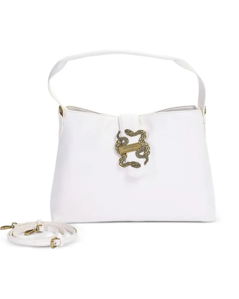 Just Cavalli Schultertasche mit Schlangen-Schild - Weiß Weiß