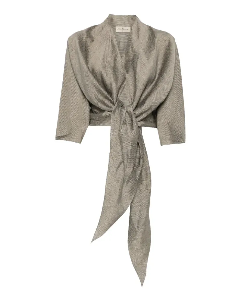 Cortana Aria stripe-pattern cropped jacket - Grau Grau