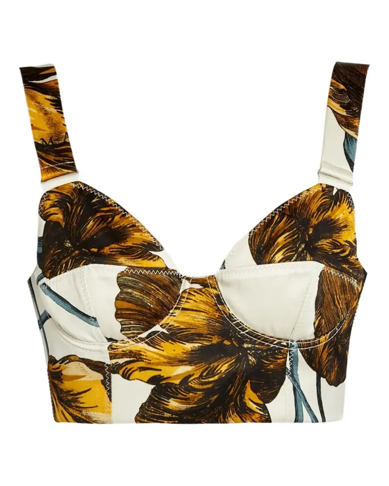 Erdem Cropped-Bustier mit Tulpen - Weiß Weiß