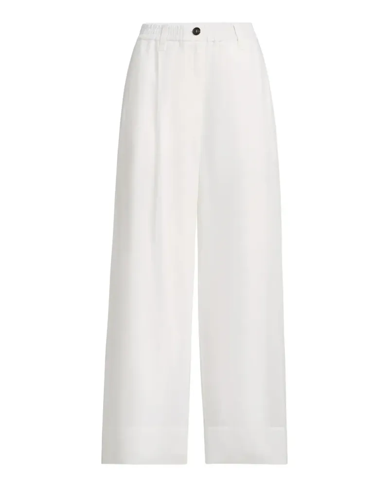 Brunello Cucinelli cotton organza boxy pleated trousers with monili - Weiß Weiß