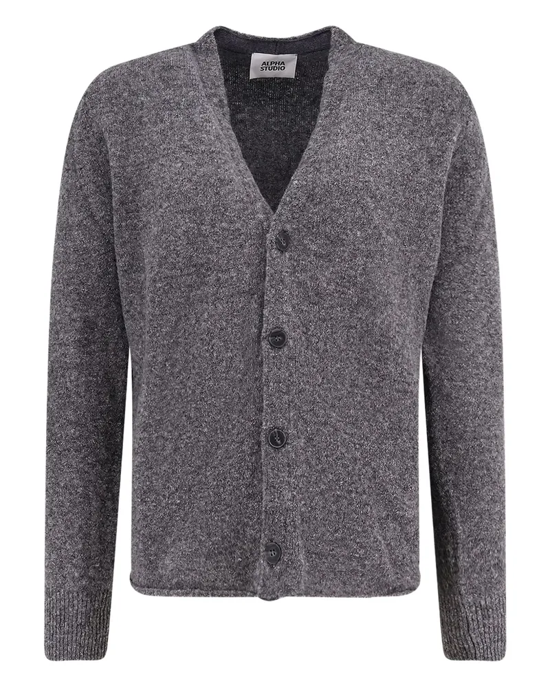 Alpha Studio button ribbed cardigan - Grau Grau