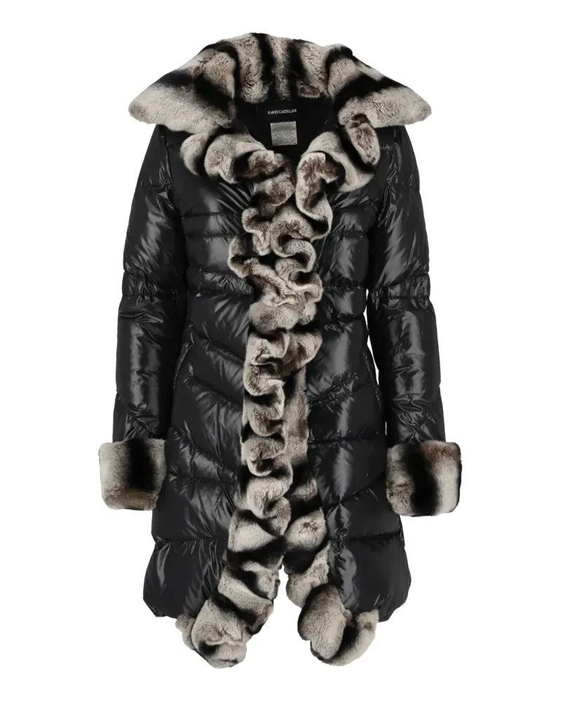 Flavio Castellani glossy fur-trim padded coat - Schwarz Schwarz
