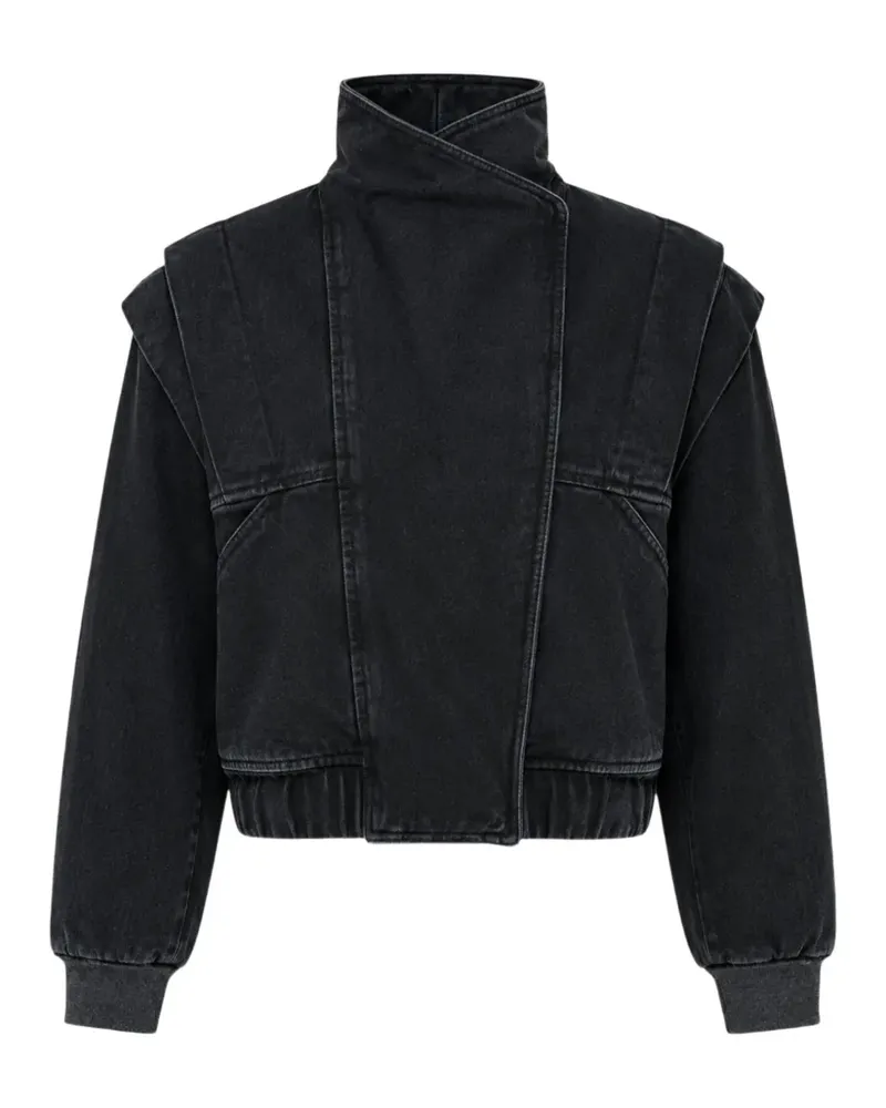 pushBUTTON high-neck denim jacket - Schwarz Schwarz