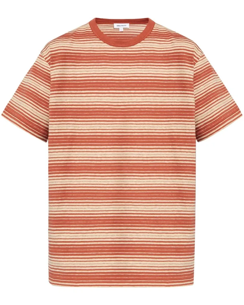 Norse Projects Gestreiftes T-Shirt Orange